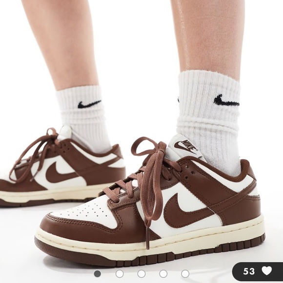 Nike Shoes - NIB Women’s Nike Dunk Low sneakers in white and suede brown